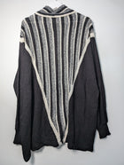 Vivian Chan Shaw Mock Neck Striped Knit Sweater Black Grey - Image 4