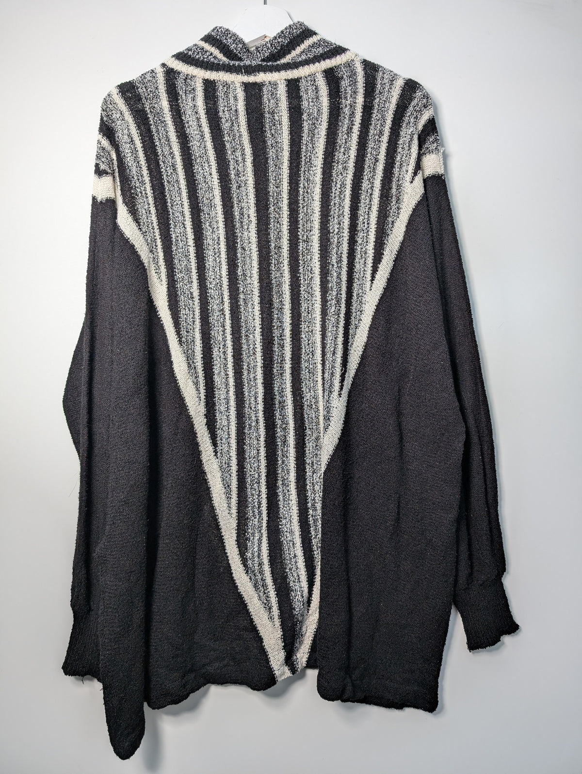Vivian Chan Shaw Mock Neck Striped Knit Sweater Black Grey - Image 4