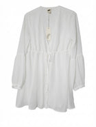 Don't Ask Amanda Long Sleeve Button-Down Mini Dress White Size S - Image 1