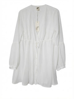 Don't Ask Amanda Long Sleeve Button-Down Mini Dress White Size S - Image 1