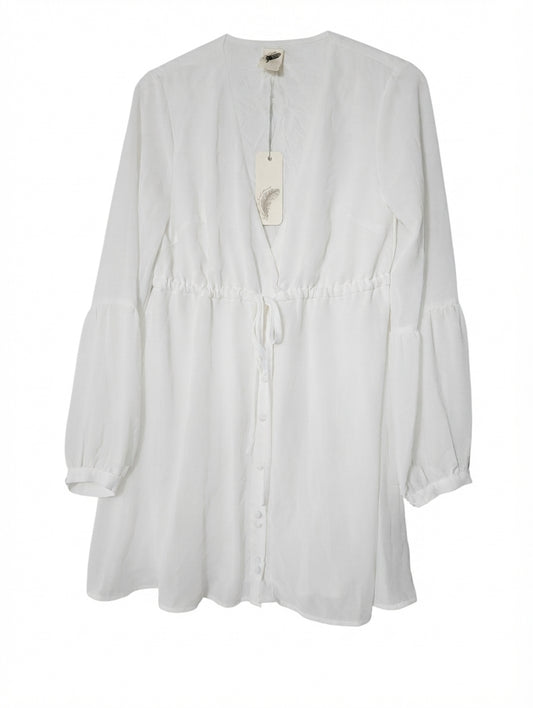 Don't Ask Amanda Long Sleeve Button-Down Mini Dress White Size S - Image 1