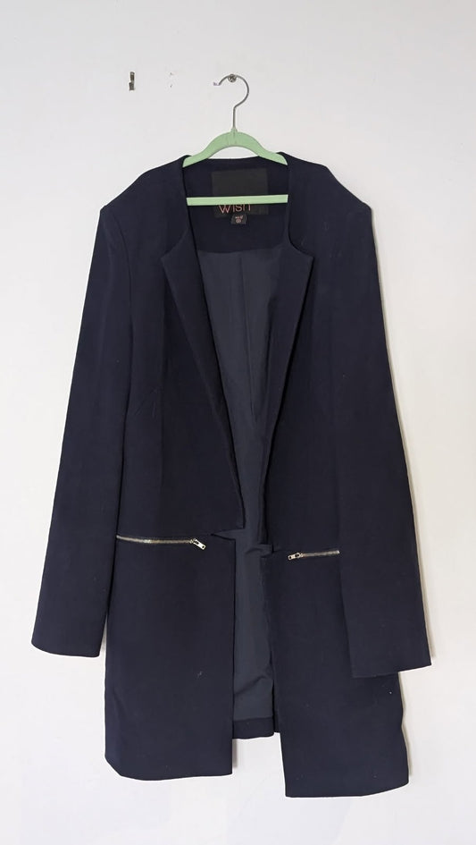 Wish Australia Arosa Blazer Jacket - Navy Blue Zipper Detail Size 12 - Image 2