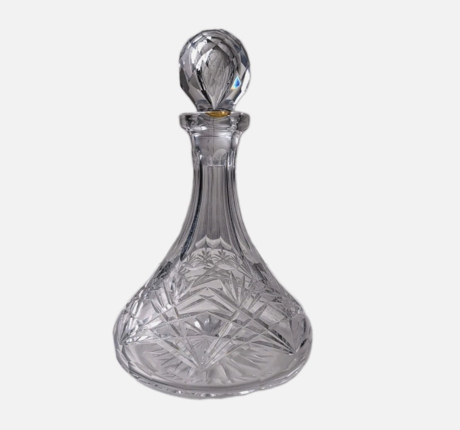 Vintage Cut Crystal Glass Decanter - Hobstar & Pinwheel Pattern - Image 2