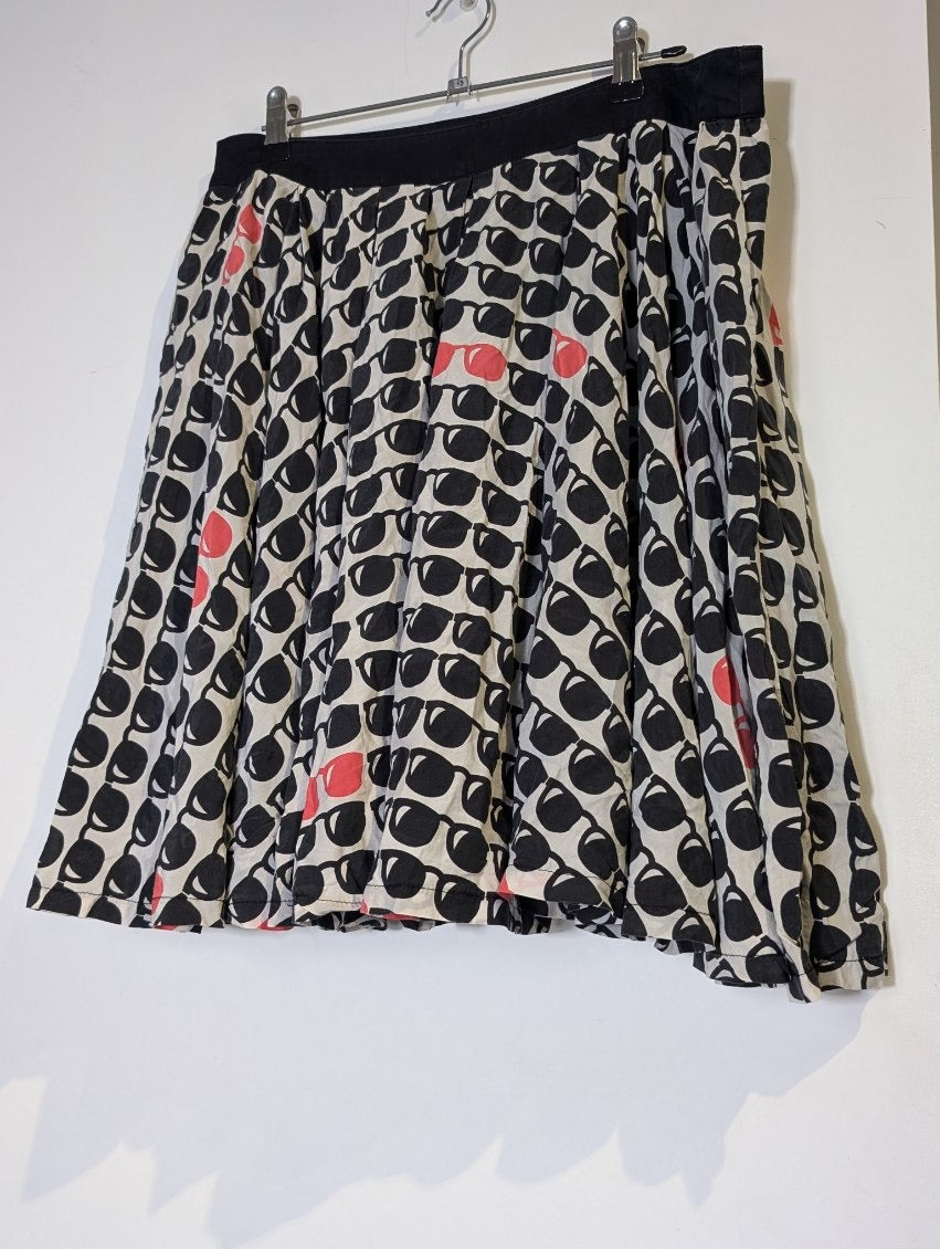 Ginger & Smart Skater Skirt - Sunglasses Print Cotton Silk Blend - Image 4
