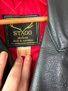 Stagg Melbourne Vintage Leather Biker Jacket Black Men's Size 5 - Image 4