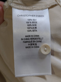 Christopher Esber Satin Tie-Front Blouse Champagne Size 10 - Image 3