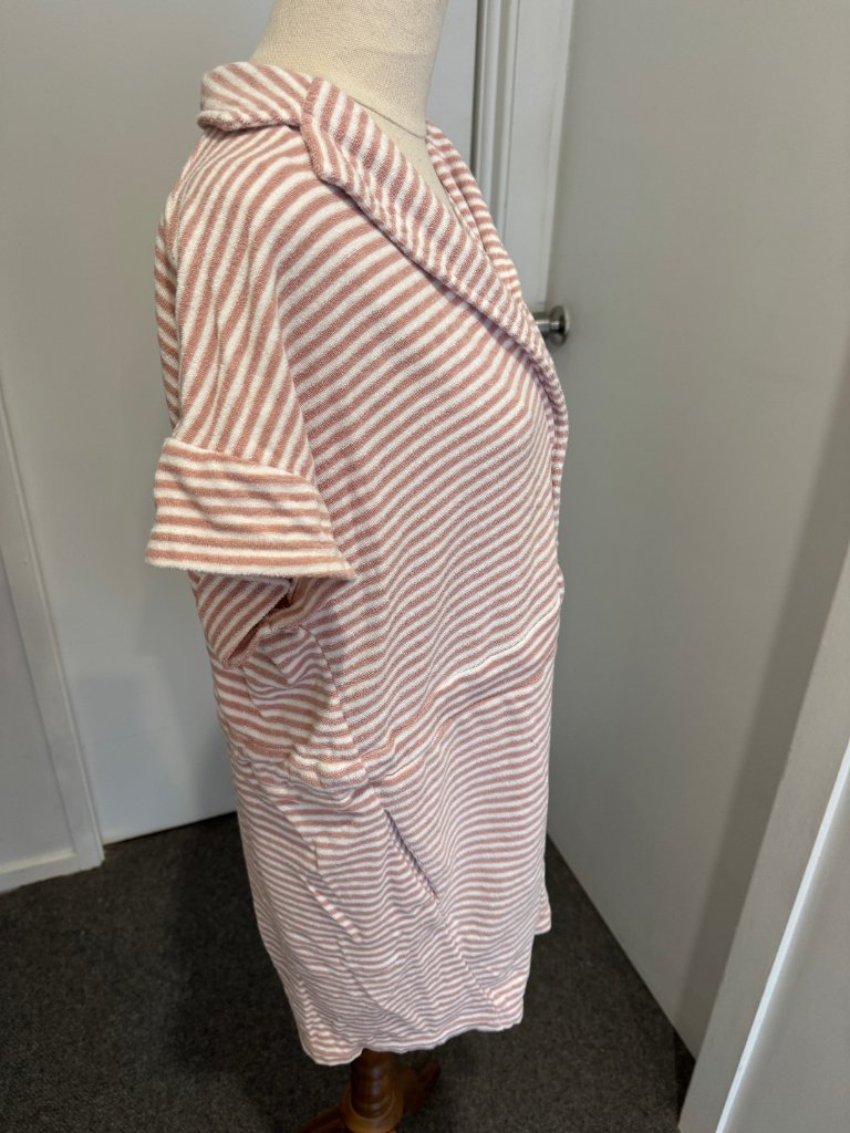 Miann & Co Women's Striped Terry Cloth Hooded Cover-Up Dress - Size XS - Image 4