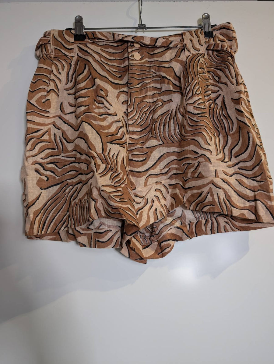 Maison Scotch Zebra Print Paperbag Waist Shorts Brown Black Size S - Image 4