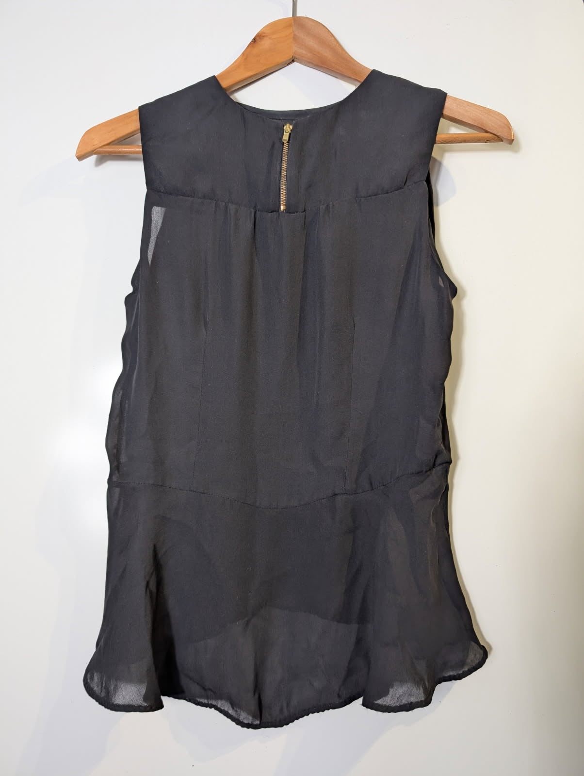 A.L.C. Sleeveless Peplum Top - 100% Washed Silk Black Size 4 - Image 5