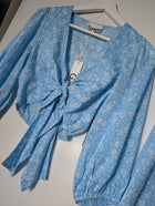 Ganni Floral Tie-Front Top and Wrap Skirt Set EU 36 - Image 4