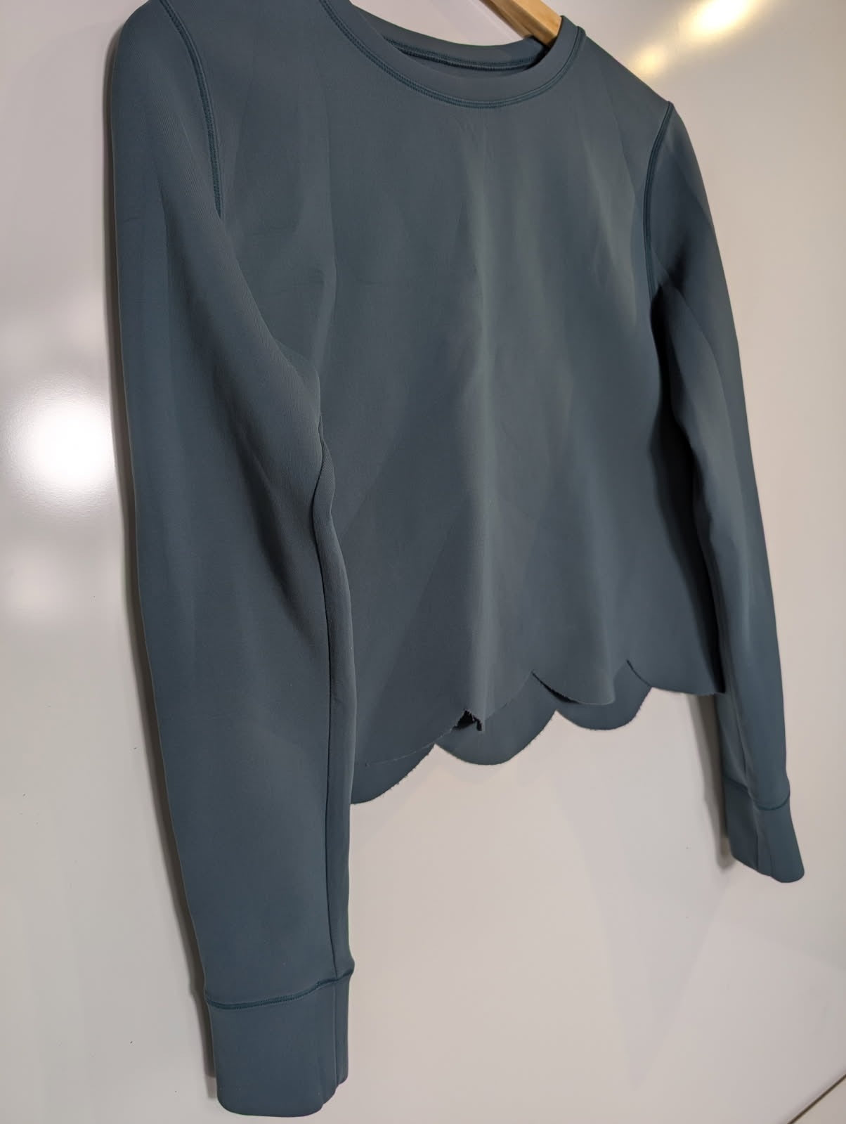 Nimble Activewear Scalloped Hem Long Sleeve Top Teal - Image 4