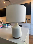 West Elm Mid-Century Ceramic Table Lamp White & Wood - Image 4