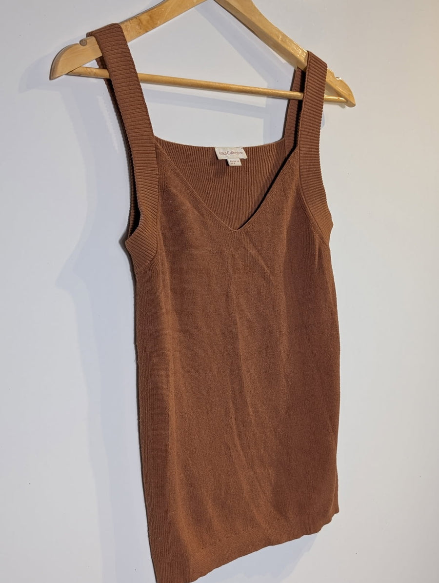 Elka Collective Knit Tank Top Brown Ribbed Sleeveless Women's AU 10 - Image 4
