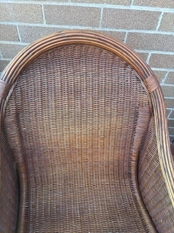 Vintage Wicker Rattan Barrel Back Armchairs - Set of 2 - Image 5