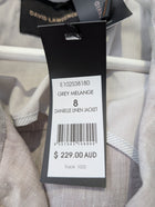 David Lawrence Danielle Linen Moto Jacket Grey Melange Size 8 - Image 4