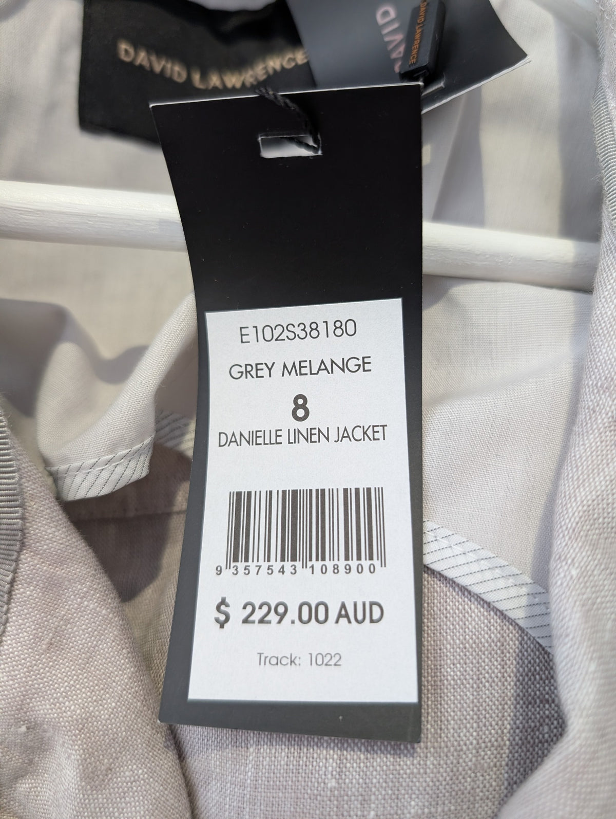 David Lawrence Danielle Linen Moto Jacket Grey Melange Size 8 - Image 4