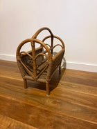 Vintage Rattan Wicker Magazine Rack Heart Design Brown - Image 4
