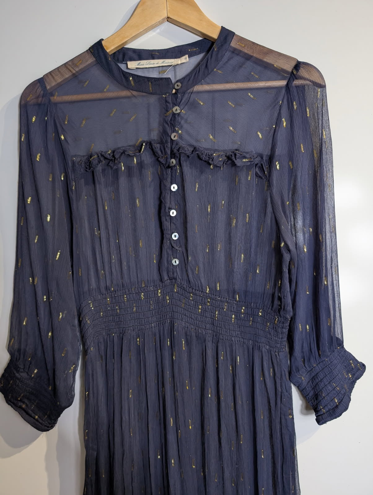 Marie Louise de Monterey Maxi Dress Metallic Gold Stripe Size 10 - Image 4