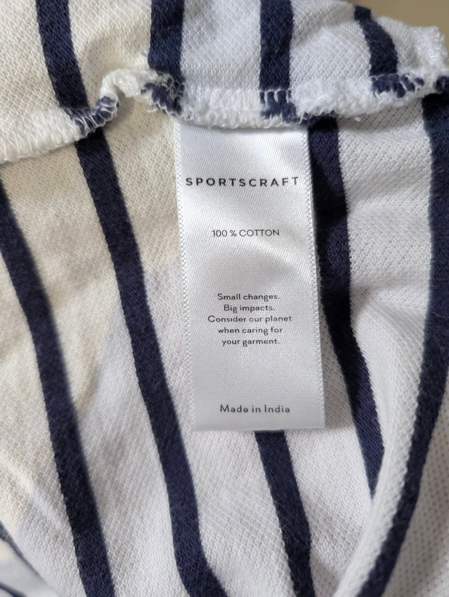 Sportscraft Striped Drawstring Knit Shorts Navy/White Size M - Image 5