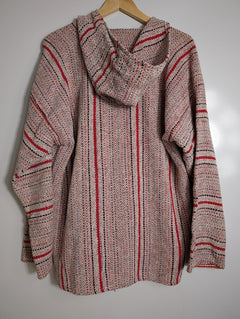 Confecciones Angy Mexican Baja Hoodie Red Striped Pullover XL - Image 4