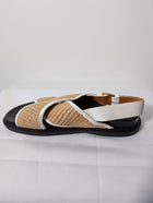 Marni Raffia and Leather Slingback Sandals Beige and White - Image 4