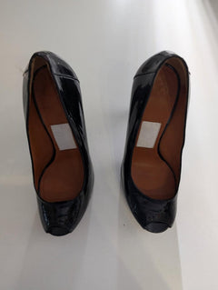 Lanvin Patent Leather Platform Peep Toe Pumps - Black Size 39 - Image 5