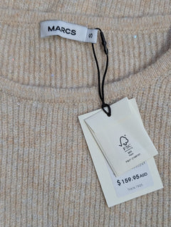 Marcs Metallic Knit Sweater Beige Sparkle Size S - Image 4