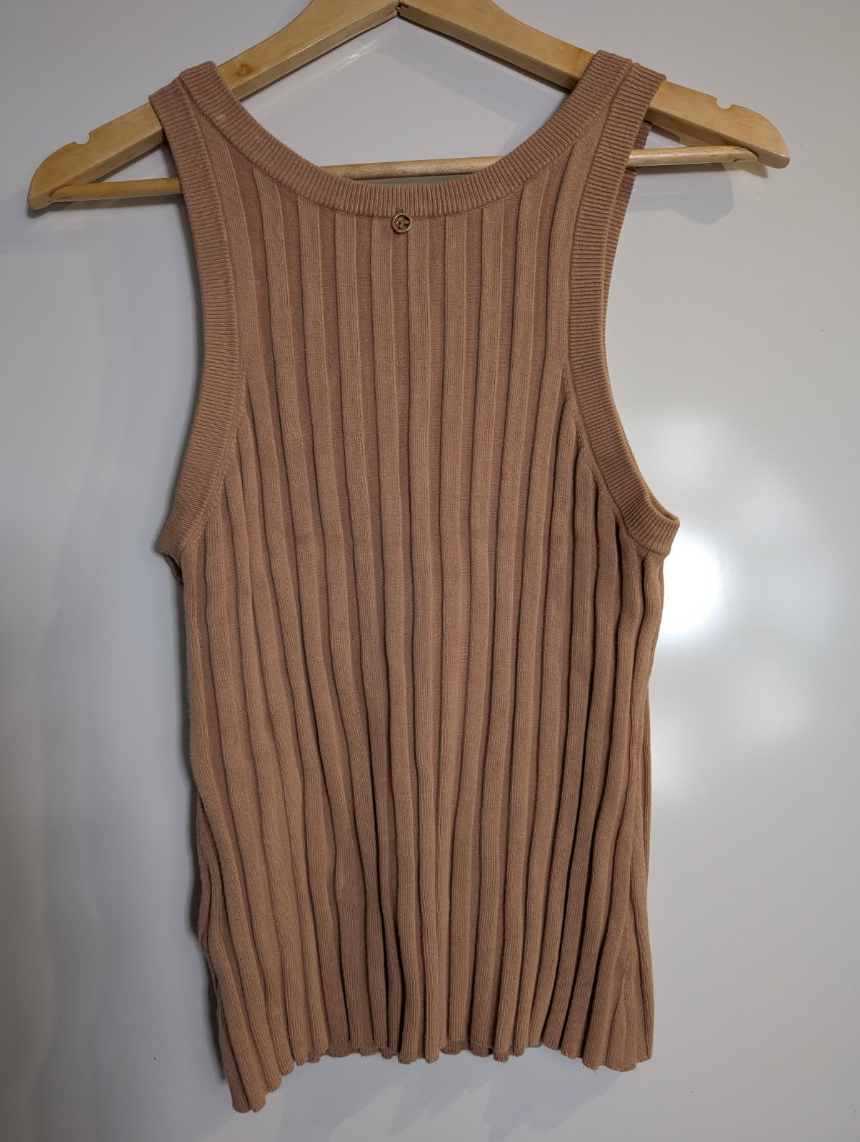 Aje Ribbed Knit Tank Top Tan Size M - Image 4