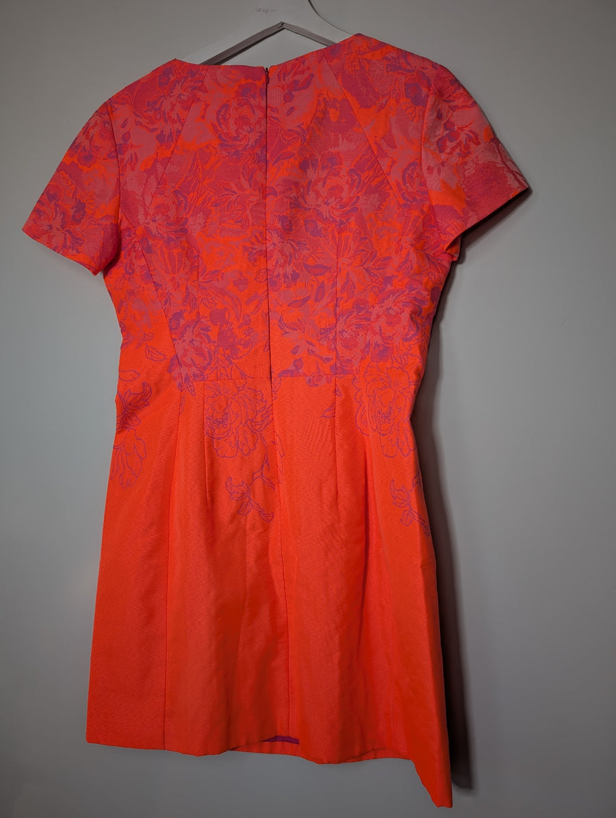 Ginger & Smart Floral Jacquard Shift Dress Pink & Orange AU 12 - Image 4
