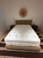 King Living Jasper Queen Bed Frame Beige Upholstered - Image 4