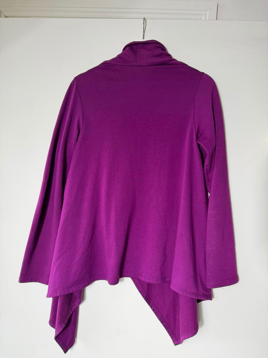 Bobeau Women's Asymmetrical Button-Front Cardigan Purple Size M - Image 4