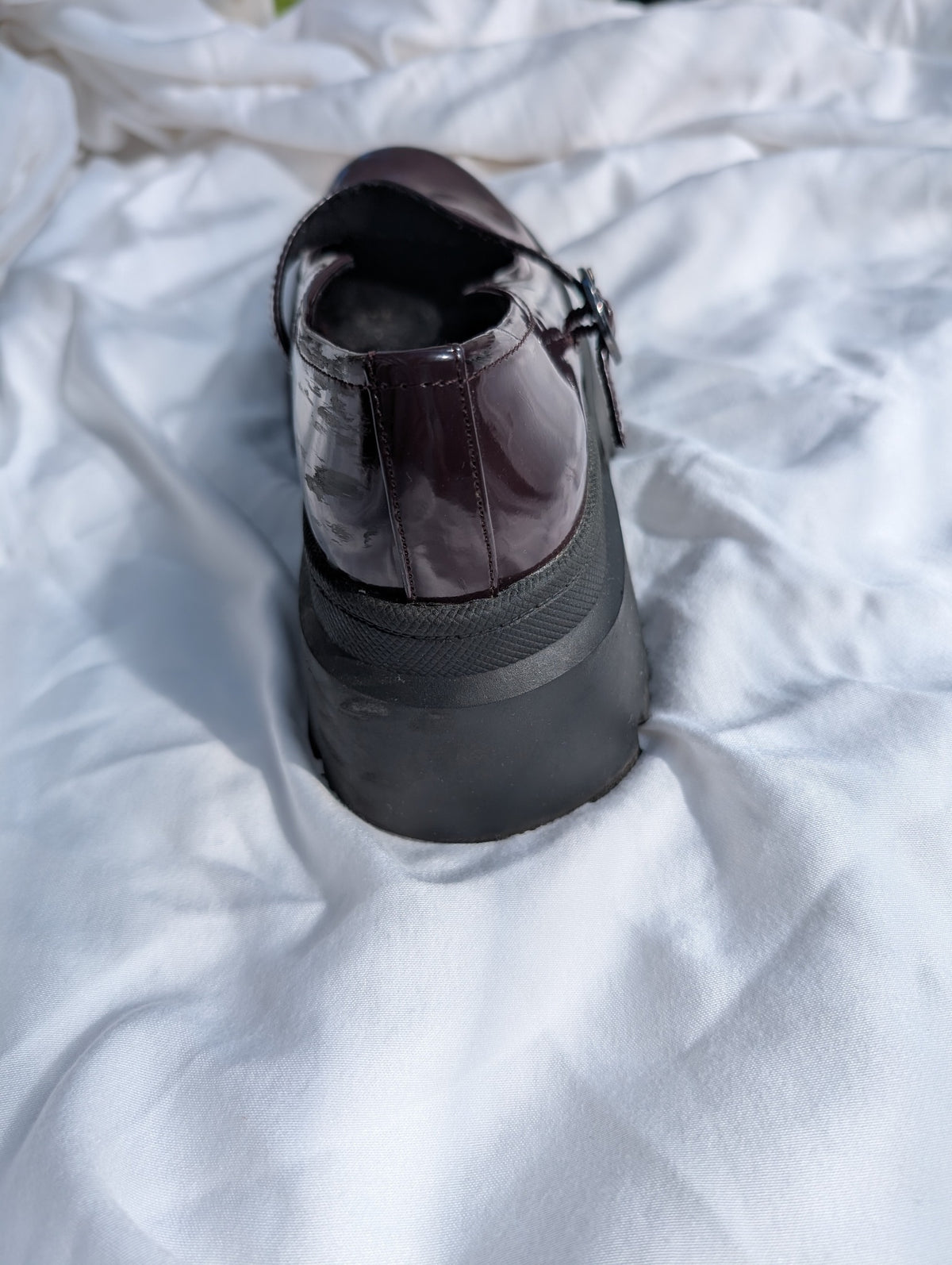 Pull&Bear Patent Mary Jane Platform Shoes Burgundy EU 38 - Image 4