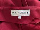 Zara High-Waisted Wide-Leg Trousers Burgundy Women's Size M - Image 4