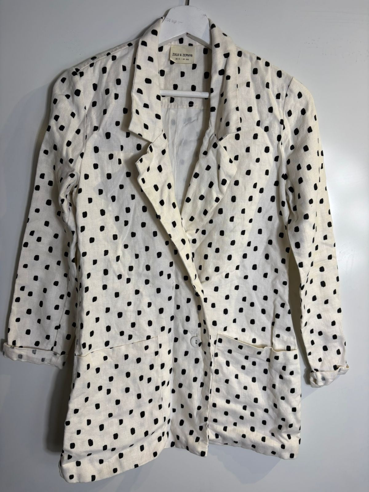 Zulu & Zephyr Linen Polka Dot Blazer Jacket Women's AU 6 - Image 4
