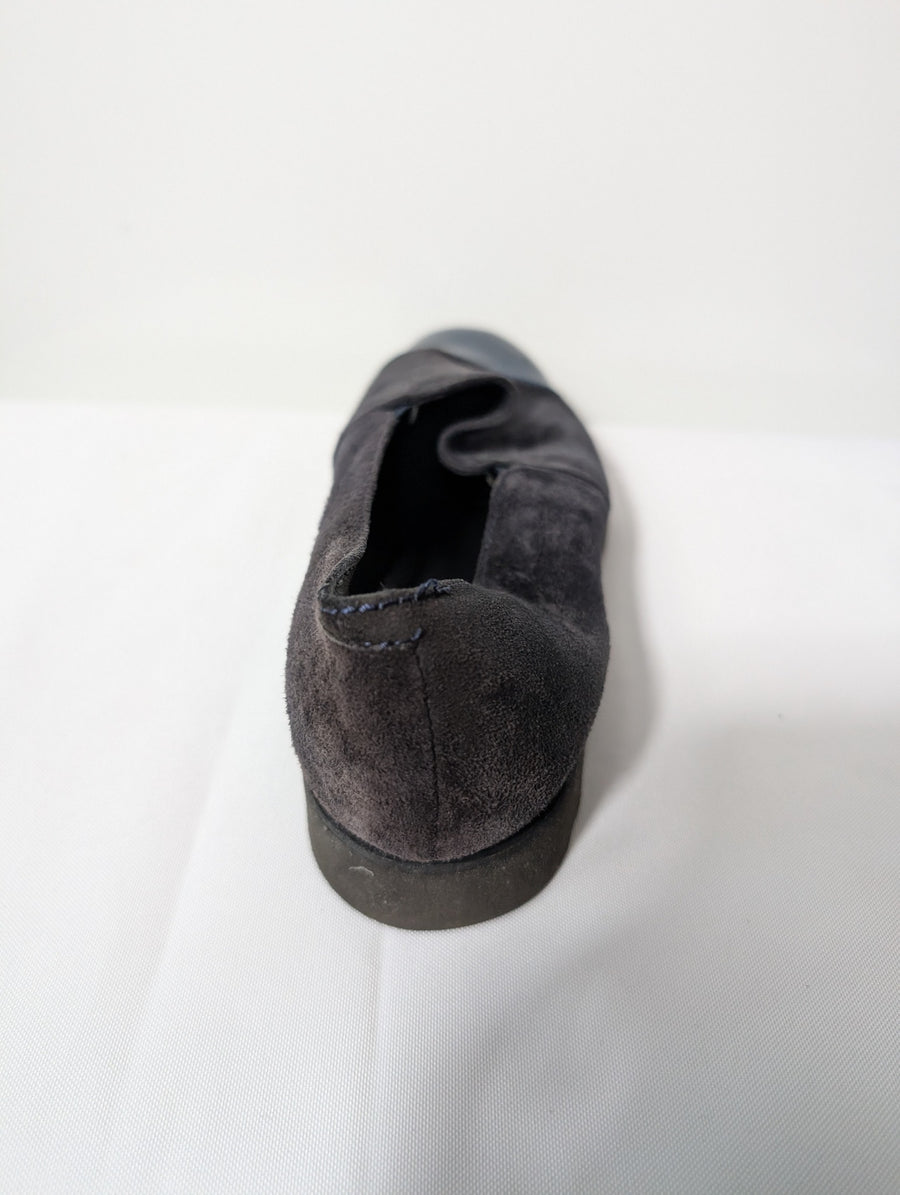 Carucci Roma Suede and Patent Leather Cap-Toe Loafers Black Blue EU 38 - Image 4