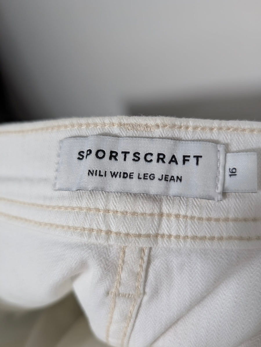 Sportscraft Nili Wide Leg Jeans White Women's Size 16 - Image 4