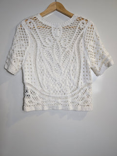 Marcs Crochet Knit Short Sleeve Top White - Image 4