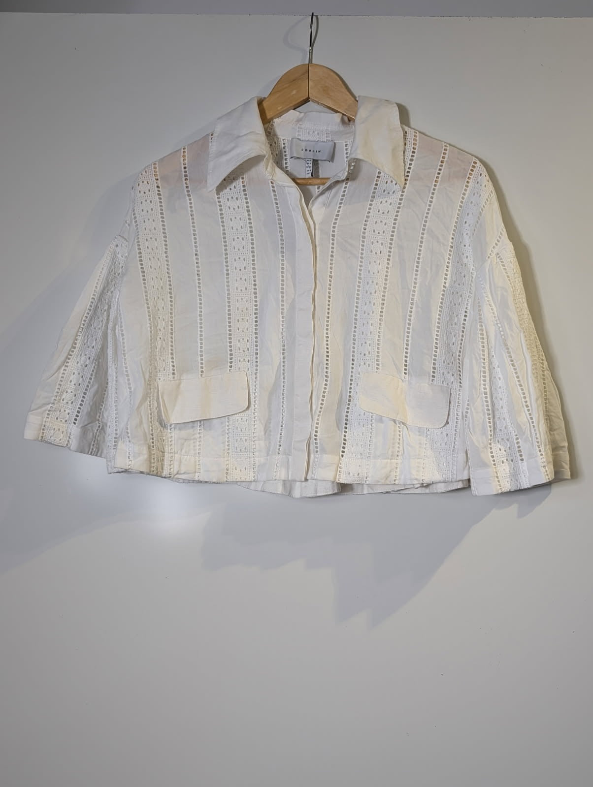 Joslin Studio Broderie Anglaise Button-Down Shirt White Women's AU 6 - Image 4