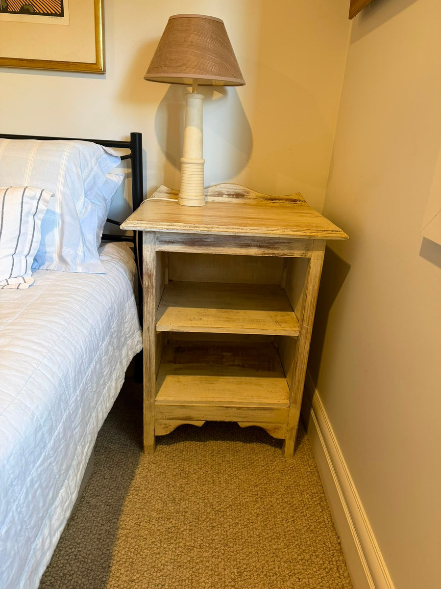 Farmhouse Open Nightstand - Rustic Distressed White Bedside Table - Image 4