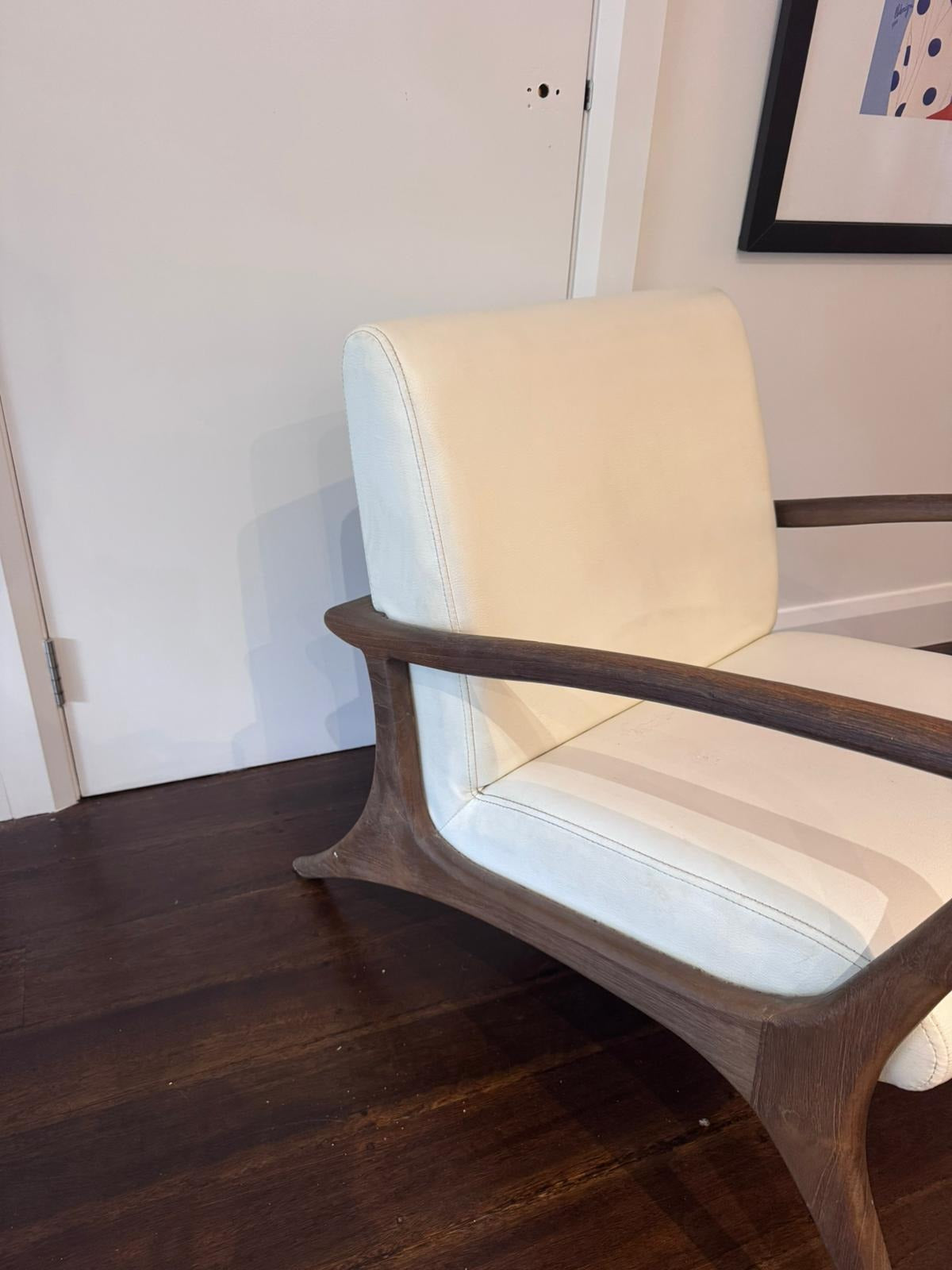 Coco Republic Mid-Century Modern Style Accent Chair - Cream Vegan Leather - Image 5