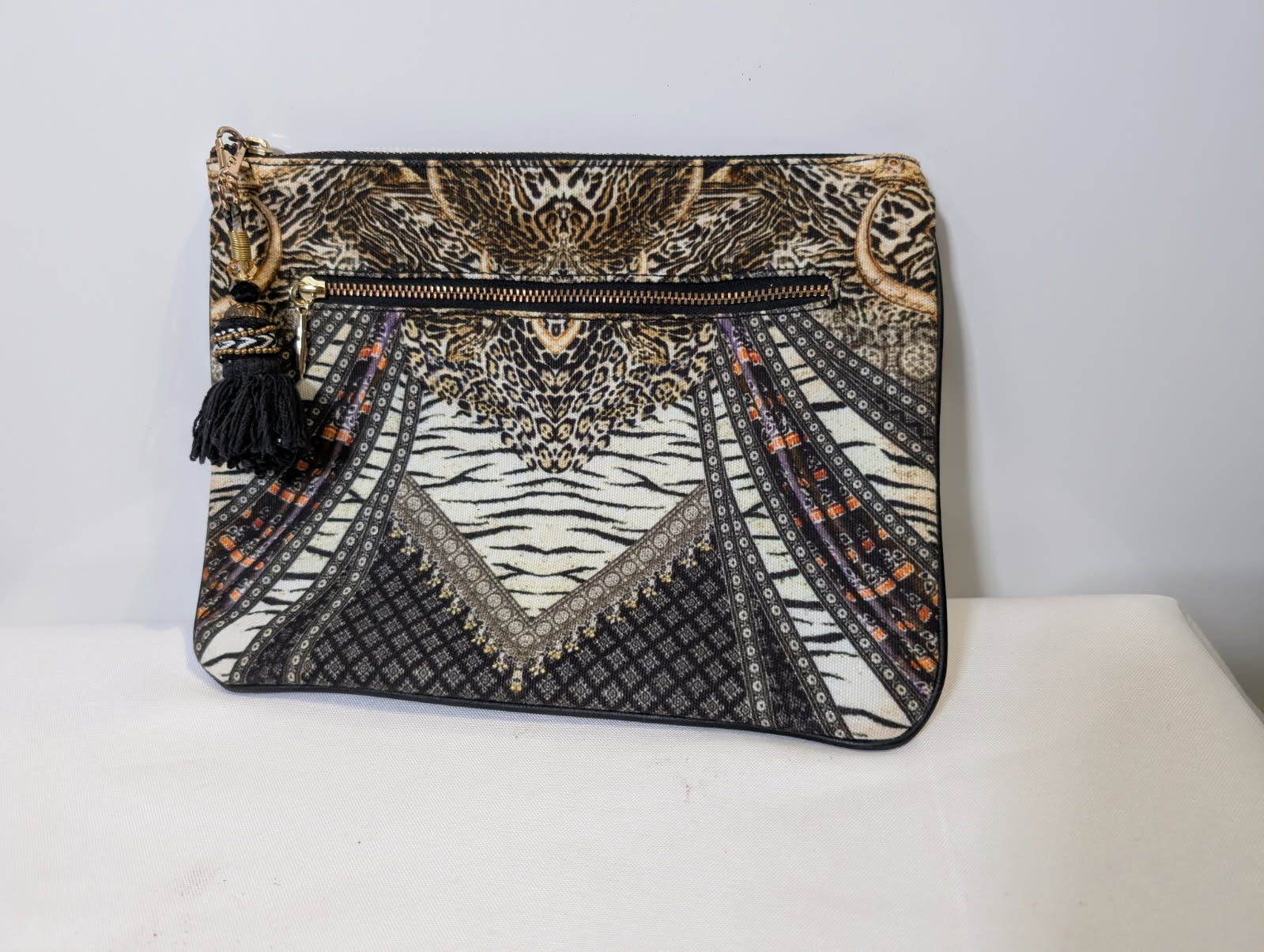 Camilla Canvas Clutch Bag With Love From India Print - Image 3