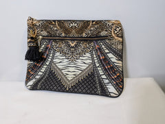 Camilla Canvas Clutch Bag With Love From India Print - Image 3