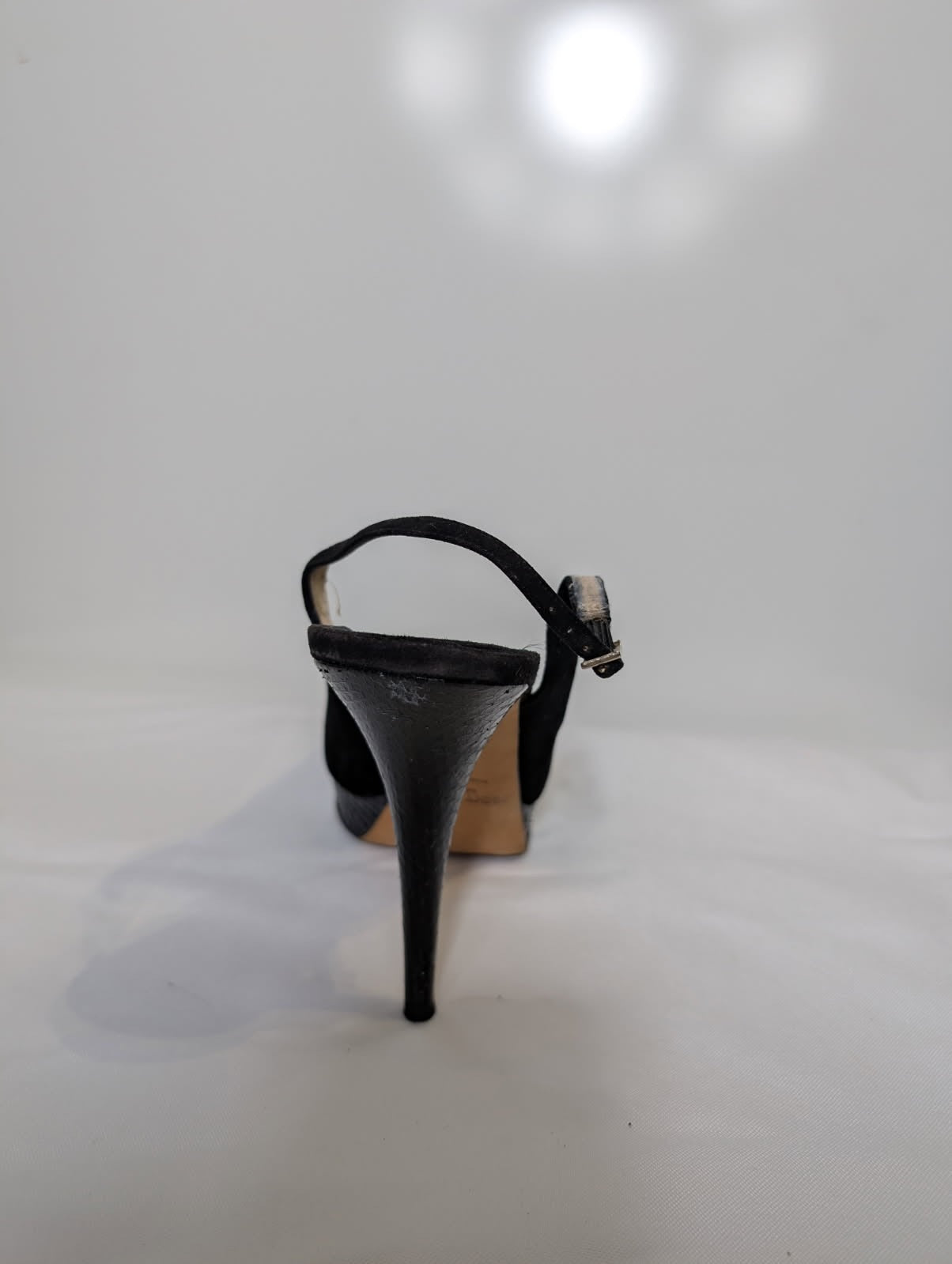 Jimmy Choo Black Suede Peep Toe Slingback Platform Heels - EU 41 - Image 4