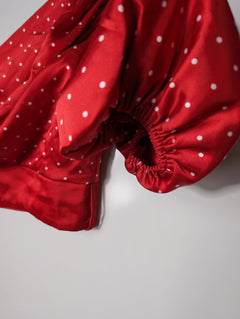 Misha Collection Toria One-Shoulder Puff Sleeve Top Red Polka Dot AU 6 - Image 5
