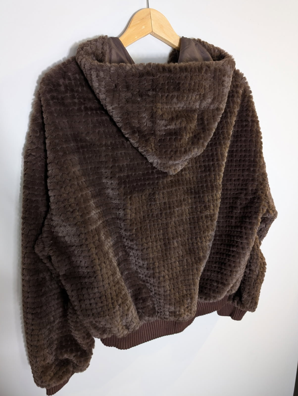 Caju Brown Faux Fur Zip-Up Hoodie - Women's Size Large - Image 4