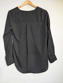 Witchery Long Sleeve Faux Wrap Blouse Black Size 8 - Image 4
