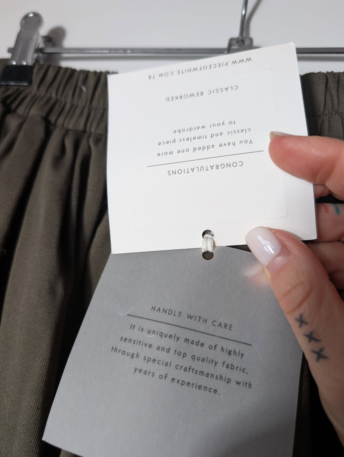Piece of White Elastic Waist Maxi Skirt Olive Green One Size - Image 4