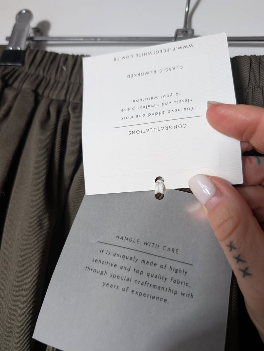 Piece of White Elastic Waist Maxi Skirt Olive Green One Size - Image 4
