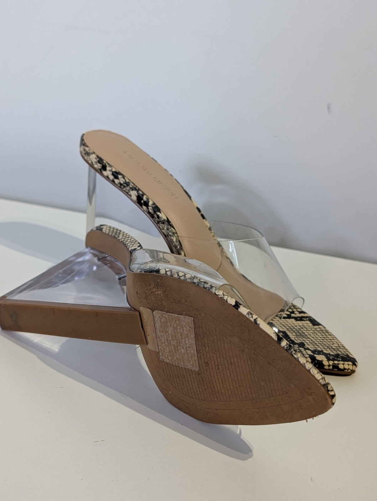 Lana Wilkinson Snakeskin Print Clear Strap Mules - Image 4