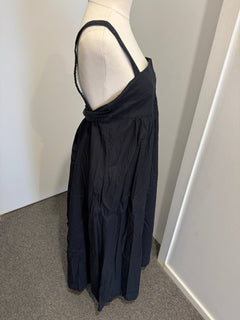 Assembly Label Black Cotton Square Neck Midi Dress - Size 10 - Image 4